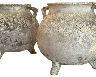 WILLY GUHL Faux Bois Marmite Planter, Pair
