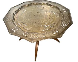 Mid Century Oriental Brass Folding Table
