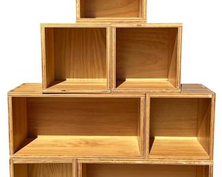 Modernist Folk Art Dovetail Joint Modular Storage Cubes
