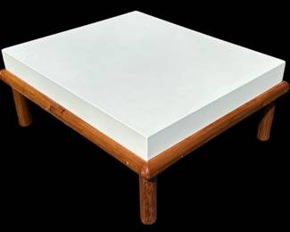 Gorgeous Mid Century Chunky Pine & Corian Coffee Table
