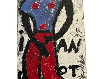 WILLIE JINKS Oil on Found Wood Double Sided Folk Art
