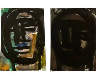 Two Abstract Watercolor Portraits, SYLVIA SCHUSTER
