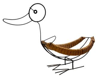 Mid Century Wicker and Wire Duck Fruit Basket
