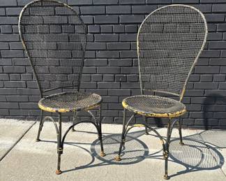 Mid Century High Back Garden Chairs, Pair
