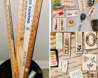 Retro wood yard sticks, Hunting theme Stamps