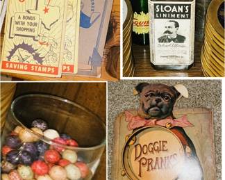 Civil War Era Marbles, vintage books, old bottles