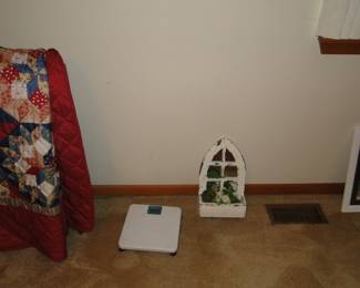 Bathroom scale, or you could use it in the kitchen and put in right in front of the fridge, and very nice arched all art