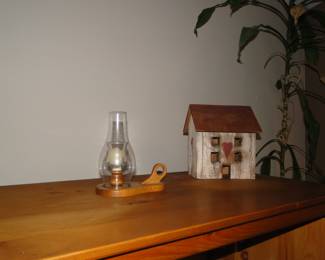 Amish candle holder, and small Americana home