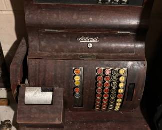 Antique wooden cash register