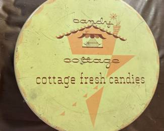 Candy cottage fresh candies tin, vintage 