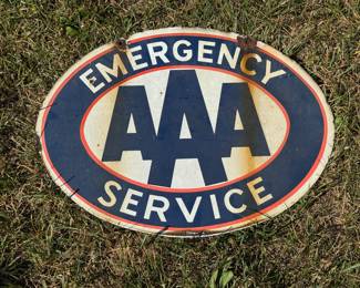 Large vintage AAA porcelain enamel double sided sign