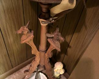 Super unique carved deer table (also plane and poodle).