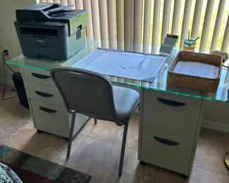 2 File Cabinets with Glass Top