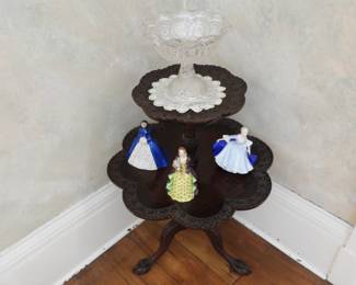 Antique round two tier table 