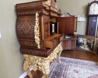 21st century Wooden cigar Cabinet  trimmed in gold