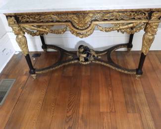 Beautiful gold trimmed marble top table 