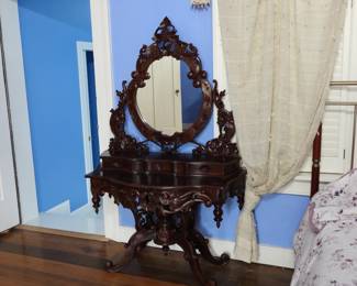 large carved Vanity with mirror
