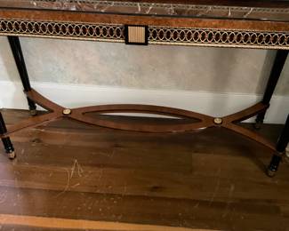 18” x 60” decorated gold inlay foyer / sofa table