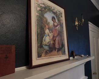 Food frame french tapestry print. Vintage victoria style art