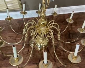 12 light gold chandelier. 44” diameter. $395