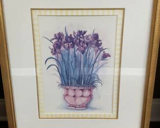 Flower art with gold frame. 24” x 38”. 