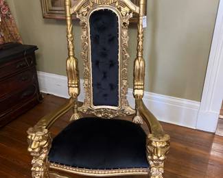 Royal Throne Gold Chair with black velvet.  