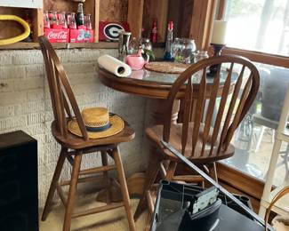 Bar top table and two Bar chairs