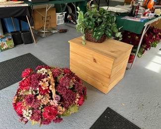 Artificial Flowers & Plant, Wooden Box