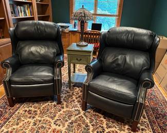 Pair of Hancock & Moore Leather Reclining Chairs w/ Nailhead Trim