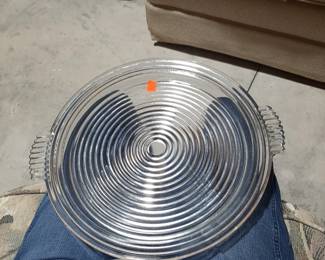 Vintage Manhattan Ribbed Spiral Glass Platter