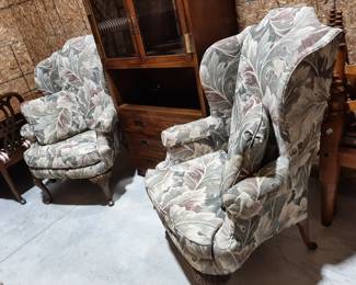 Quality wing back chairs. Have been recovered.