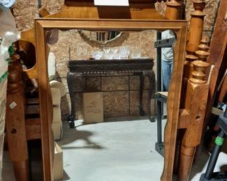 Large Heay Wood Framed Mirror