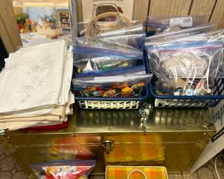 Crafting, sewing and needlepoint supplies. 
