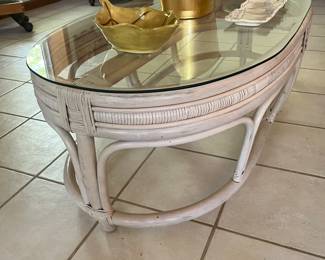 oval cane coffee table