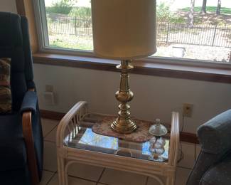 matching side table to the oval cane coffee table
