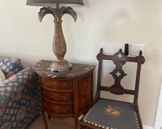 Antique Chair One of a pair of lamps