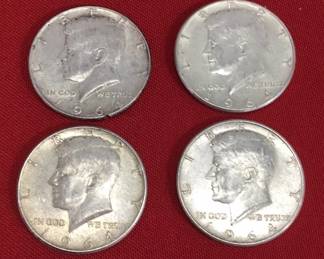 (4) Silver Kennedy Half-Dollars (1964)