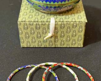 Cloisonné Ware Bracelets * Matching Trinket Box
