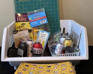 Mary Engelbreit Design Fabrics * New Floriani Embroidery Thread Spools * Cutting Mat Etc
