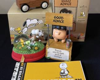 Hallmark Peanuts Gallery Water globes * Lucy Figurine * Devotional 30 Day Book
