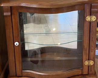 Small Curved Front Glass and Wood Display Cabinet/Curio
