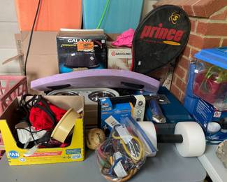 Sporting goods and pet items.