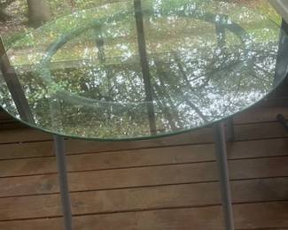 Glass top table.