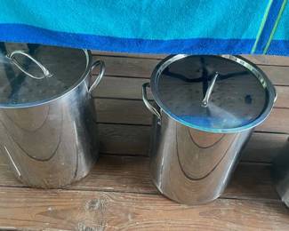 Large cooking pots.