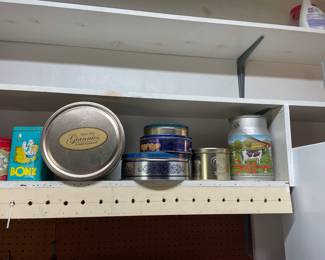 Assorted tins.