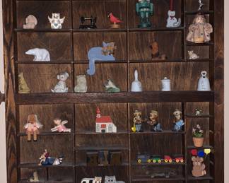 Shelf and items both for sale - as set or separate, storage cabinet 