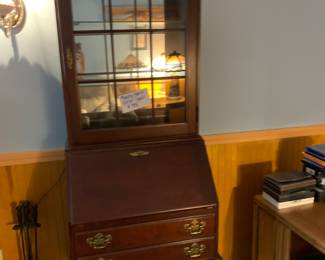 Cherry hidden desk with glass upper 