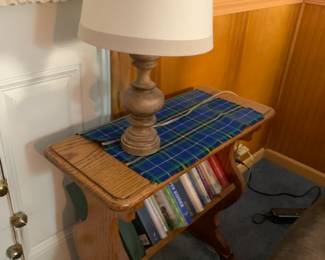 Lamp and small bookshelf side table 
