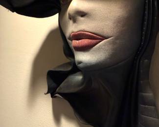 Vintage Doug Gibson 97' Hand Crafted Sculpted Leather Wall Art, Lady with Hat