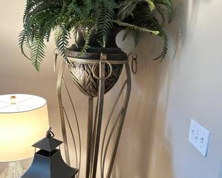 #16	tall metal fern stand with pot 74 tall	 $125.00 
